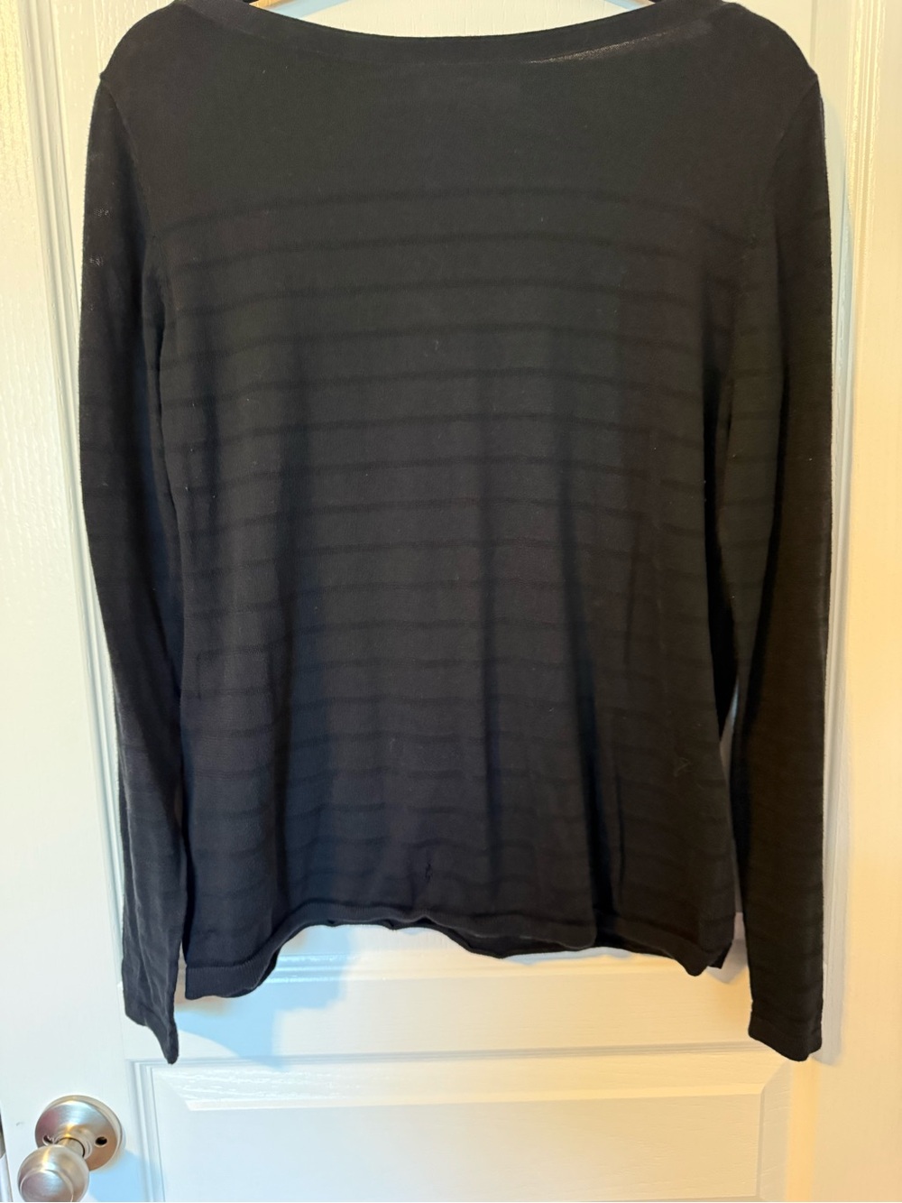LOFT Black Striped Lightweight Crew Neck Sweater